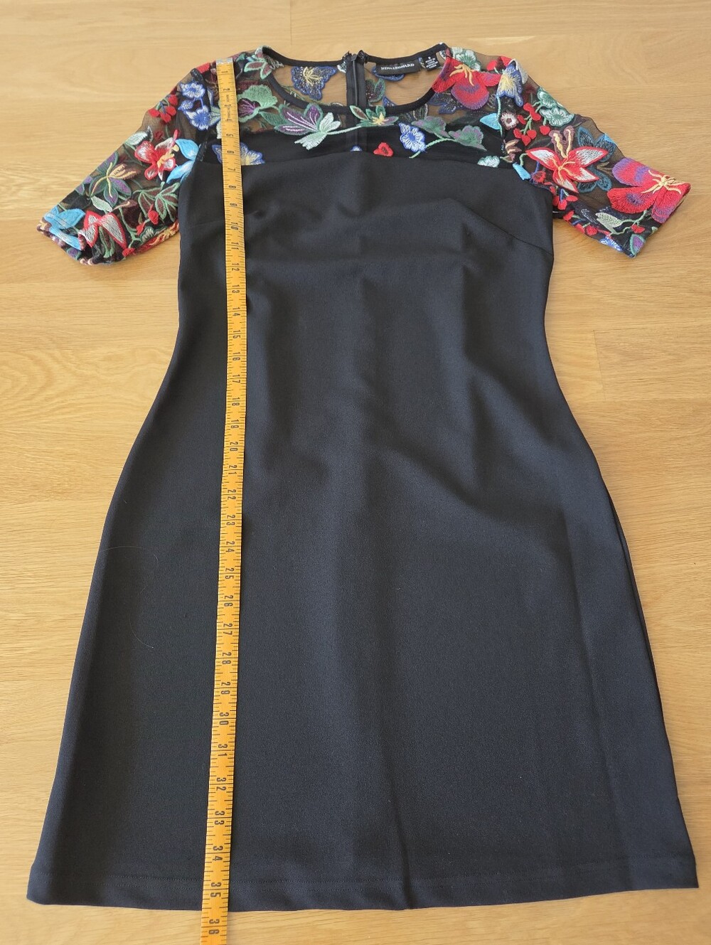 Black Dress With Floral Lace Accent